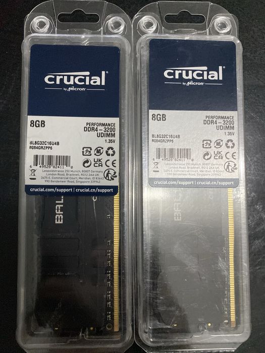 Memorie Desktop PC Crucial Ballistix 16GB (2x8GB) DDR4 3200MHz