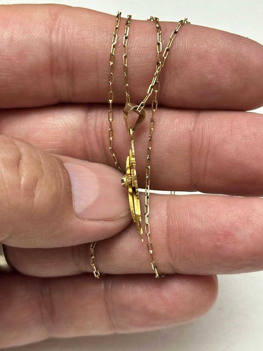 LANT scurt + PANDANTIV AUR 14K - Cruce mica - Grecia - Vintage - 3.5g.