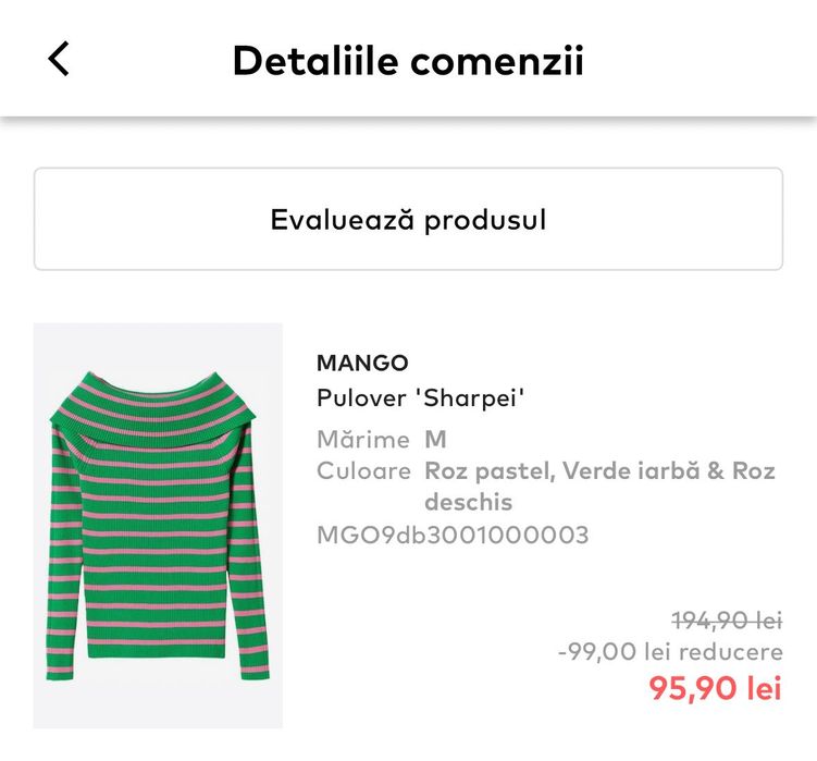 pulover mango verde/roz