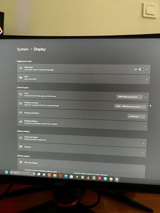 Monitor Gaming 1920 1080 ,144Hz