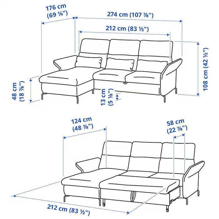 Canapea  FAMMARP 3 locuri cu şezlong, stanga metal/Viarp bej/maro