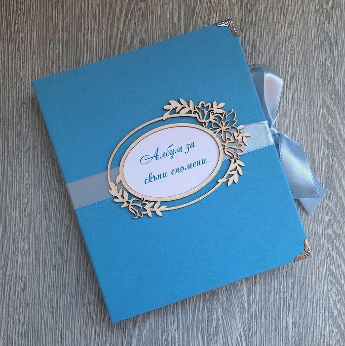 Мини албум "Нежни цветя" в синьо, ръчна изработка /11.47