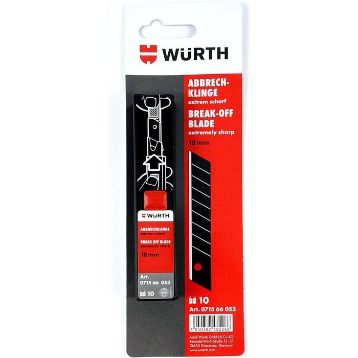 Set 10 lame pentru cutter, Wurth, 18 mm, Multicolor