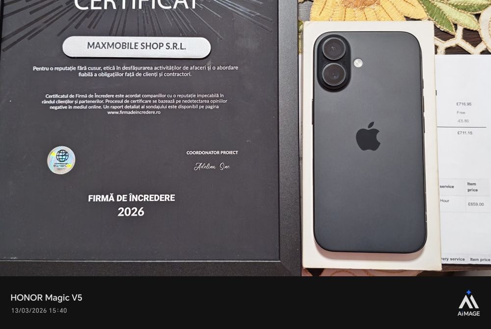 Apple iPhone 16 -128 GB Black / Factura și Garanție