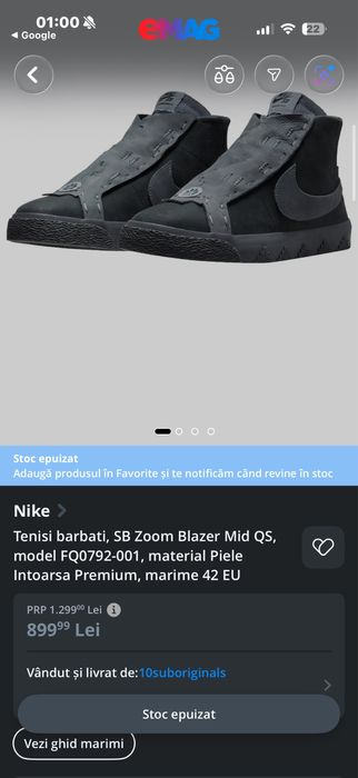 Tenisi barbati, SB Zoom Blazer Mid QS,material Piele Intoarsa Premium
