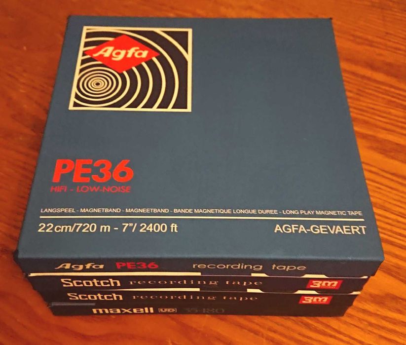 Cutii Scotch, TDK, Maxell, SONY, BASF, AGFA – rola magnetofon 22 cm