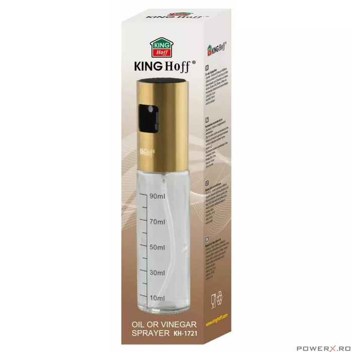 Pulverizator pentru ulei si otet, cu capac auriu, 100 ml, KINGHoff