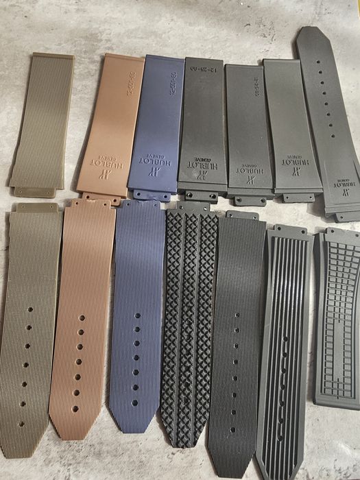 Curea Silicon Hublot maro negru piele striat
