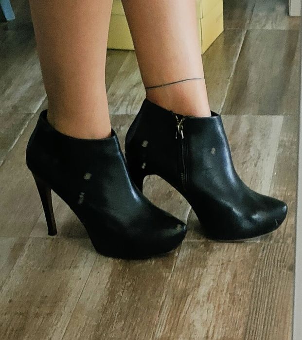 Botine platforma toc piele Mango