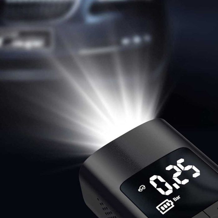 Compresor de aer portabil pentru masina, Afisaj digital, Negru,sigilat