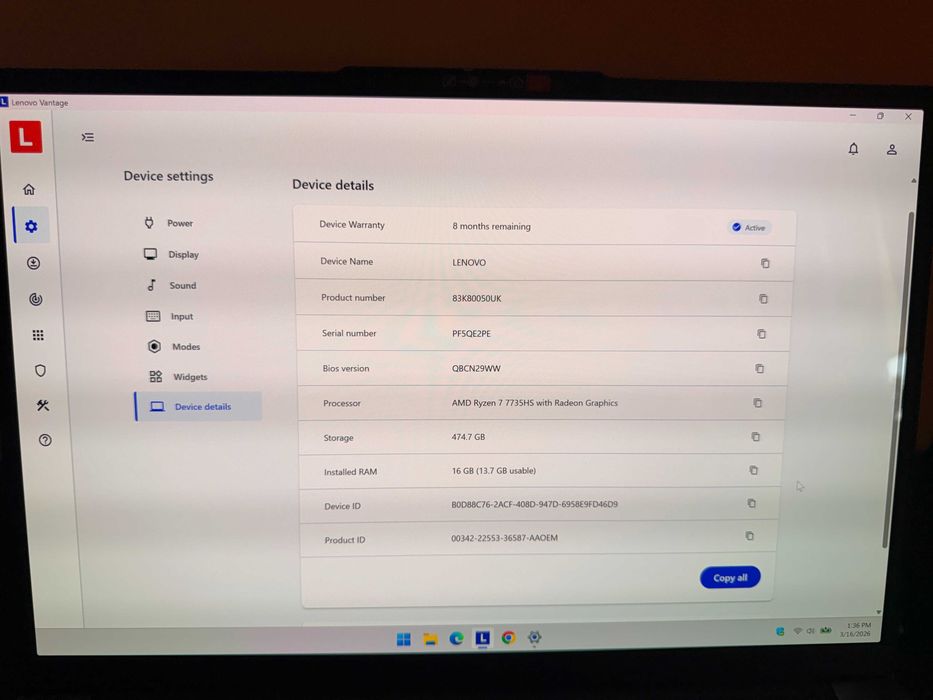Lenovo 16" OLED 120Hz • Ryzen 7 7735HS • 16GB • Nou (1 ciclu)