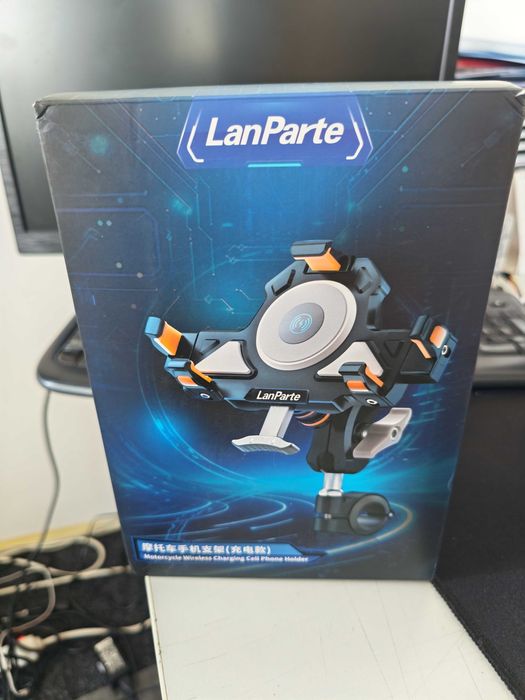 Suport de telefon moto Lanparte 100% aluminiu cu incarcator wireless