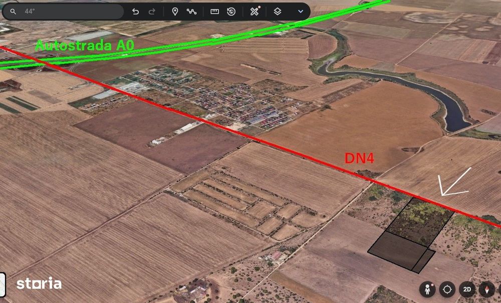 Teren Popești-Leordeni 75.800 m², deschidere 170m DN4, lângă nod A0