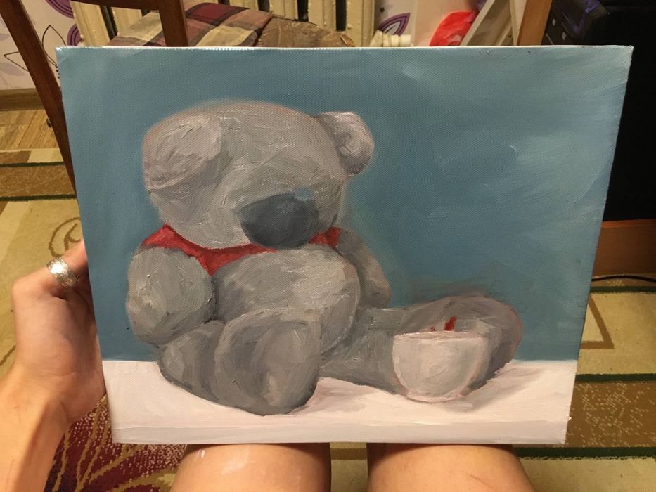 Картина маслом "мишка"