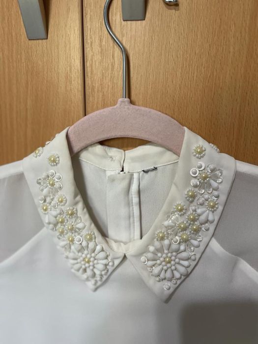 Bluza tip cămașă cu guler cu aplicații