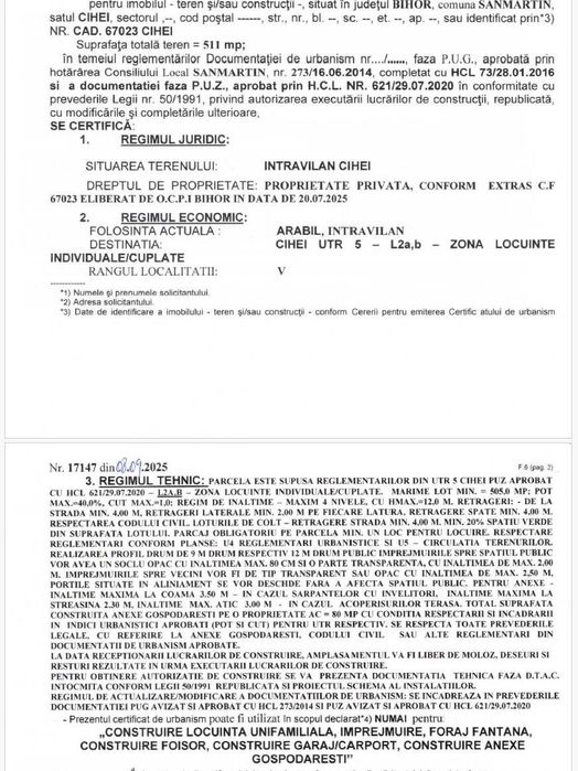 Teren 511mp în Cihei cu PANORAMĂ spre Oradea - UTILITĂȚI, P.U.Z., C.U.