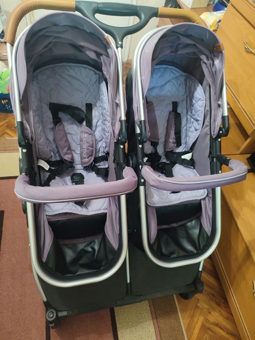 Комбинирана количка за близнаци  Chipolino duo smart lilac + кошници за кола + подаръци