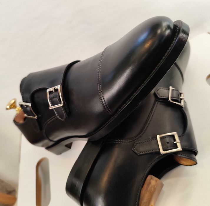 Pantofi monk 41 41.5 42 de lux SANTONI lucrati manual piele naturala