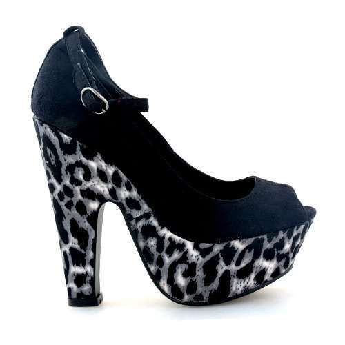 pantofi negri animal print pentru damă  nr. 40
