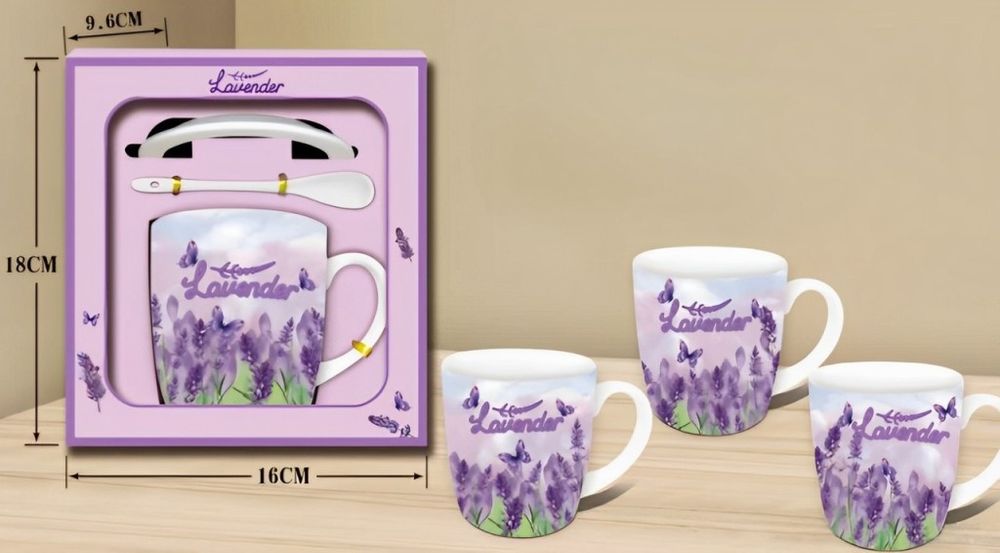 Порцеланова чаша с капак и лъжичка Различни цветове