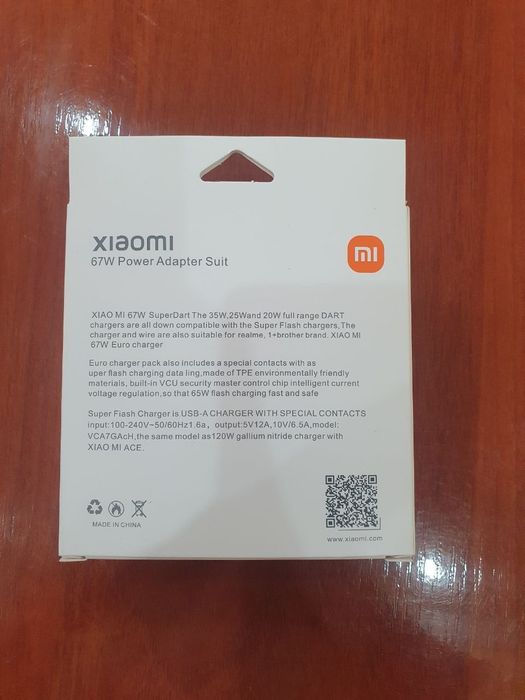 Xiaomi 67W Original Tezkor Zaryadlovchi Adaptor + Type-C Kabel