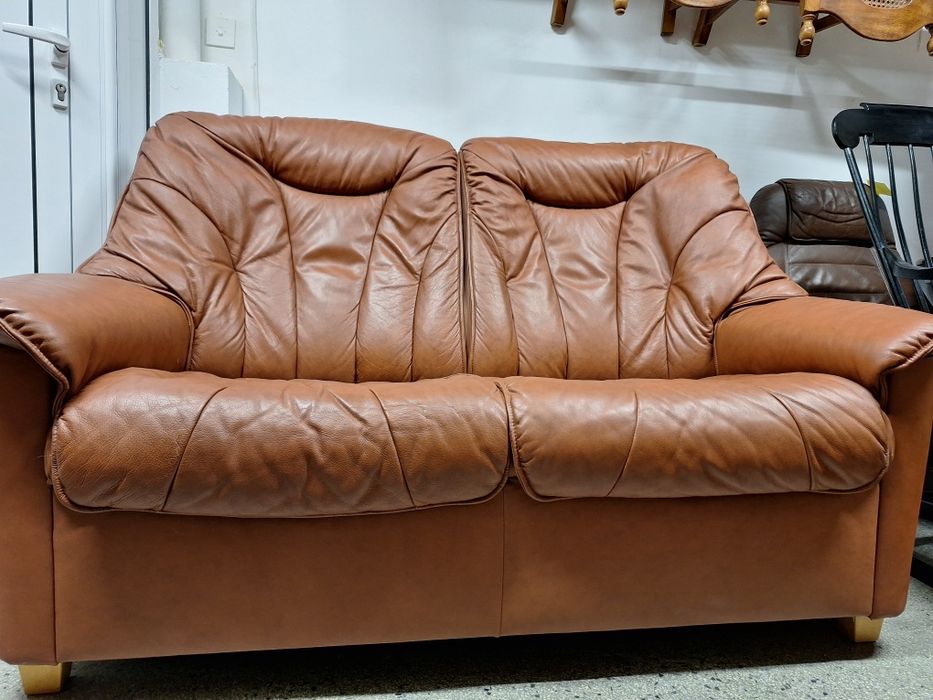 Диван двойка естествена кожа