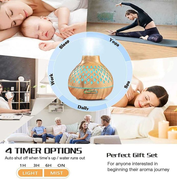 Junlic Aroma Diffuser 400 ml, ултразвуков овлажнител с осветление