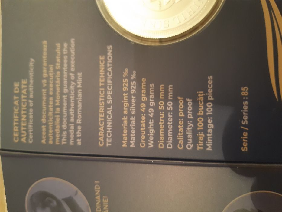 Medalia Ziua Regalității argint tiraj 100 buc