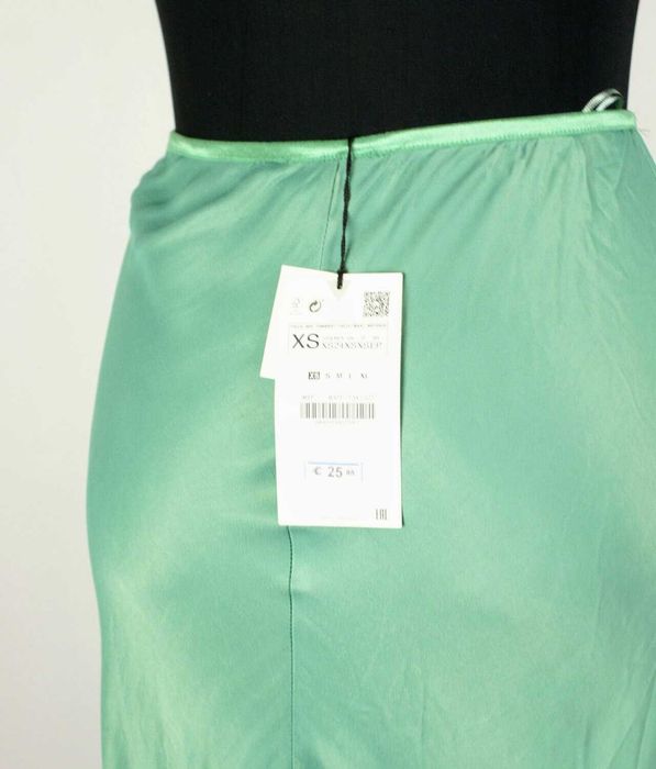 Fustă Zara damă XS, verde mentă satinată, nouă cu etichetă