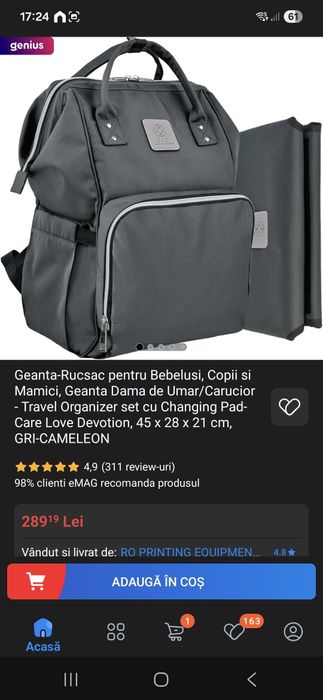 Geanta-Rucsac bebeluși CLD foarte puțin folosita