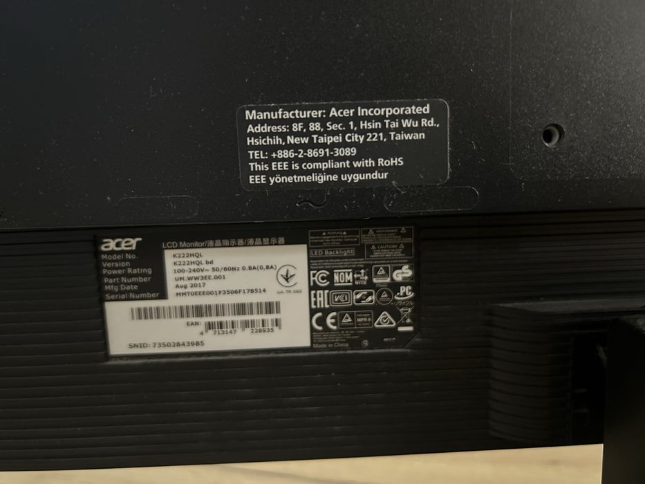 Монитор Acer 60hz