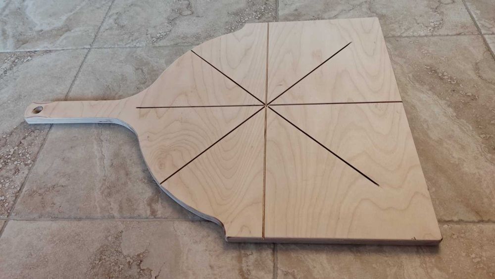 Дъска поднос лопатка за пица,  ф50 с място за странични дръжки