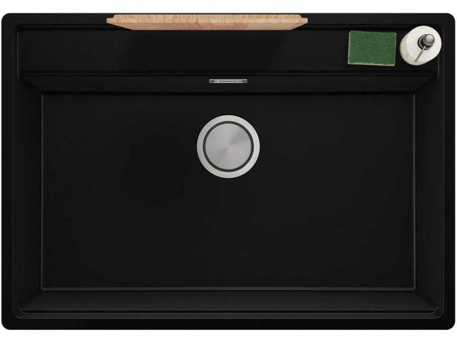 Черна кухненска мивка за вграждане под плот Берген 80 Low 760x530 мм
