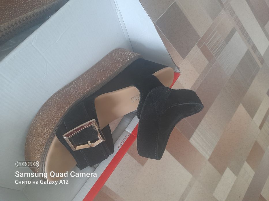 Босоножки на платформе замша на лепучках