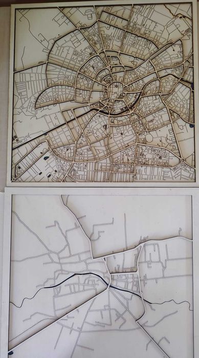 Harta Orasului 3D 39x39 multistrat, placaj lemn, cadou handmade