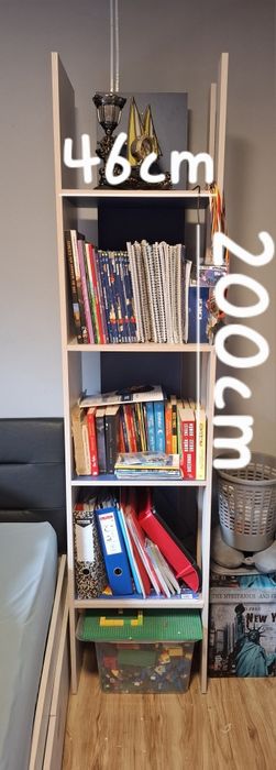 Set Mobila Albastra cu Crem de Lemn cu Birou si Noptiera