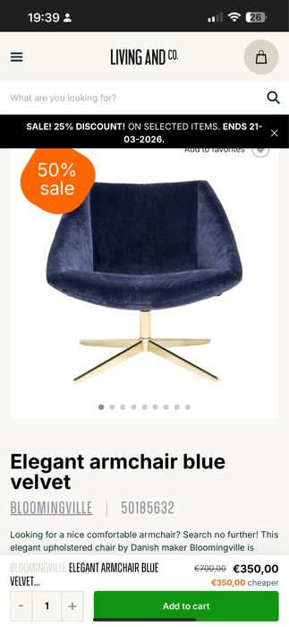 Vând fotoliu elegant rotativ de catifea