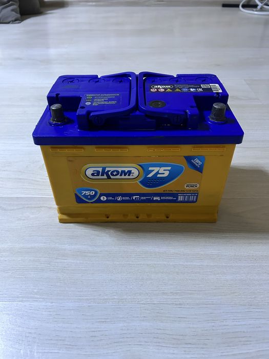 Аккумулятор AKOM 6CT-75Ah -/+