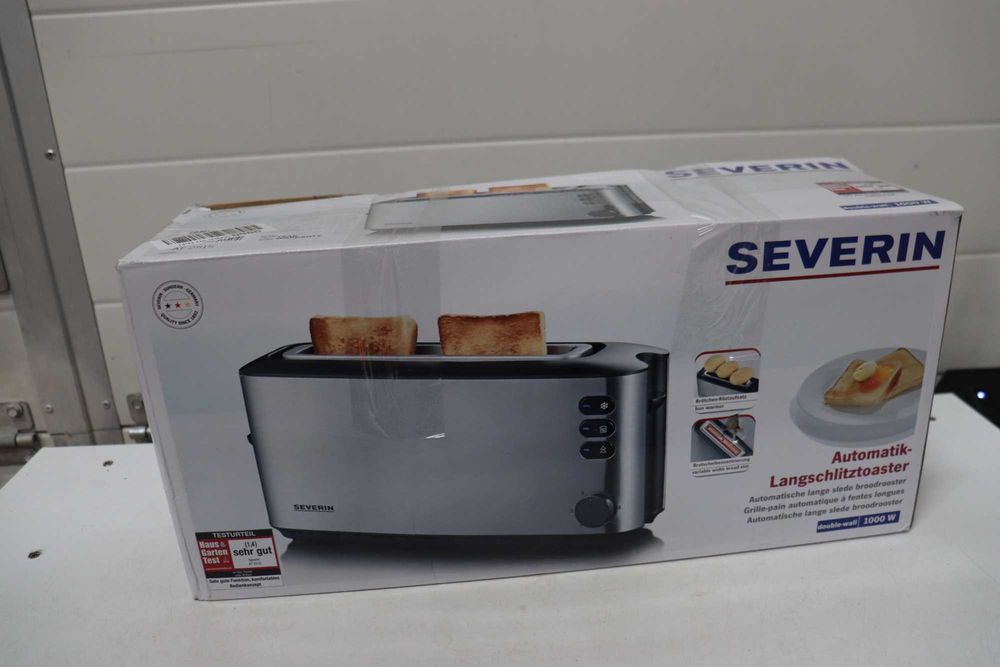 Тостер, Severin, 1000W, 5 степени на препичане, Сребрист