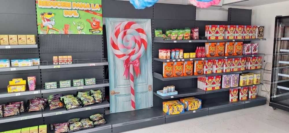 Lot Rafturi Metalice Profesionale Magazin – 23 m Liniari + insula 6m + 2 Colțare – Stare Excelentă