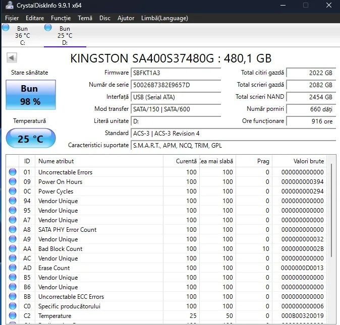 SSD 240GB și 480 GB