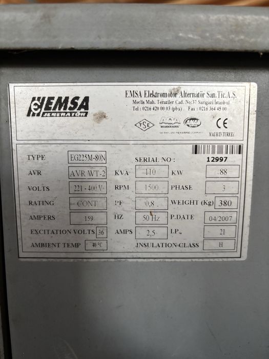 Generator electric 88 kw