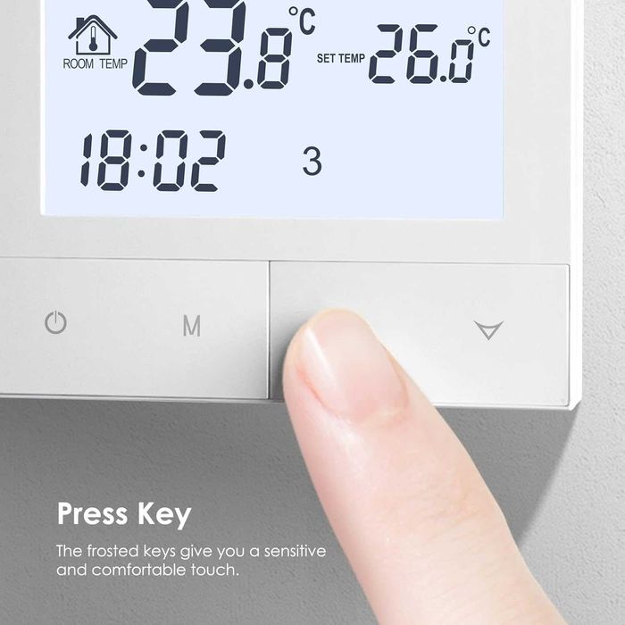 Termostat Beok TDS72-WIFI-WPB / TDS75-WIFI-WP boiler gaz,centrala termica,incalzire pardoseala apa si electric 3A 16A Tuya Wifi,Smart Alexa Google