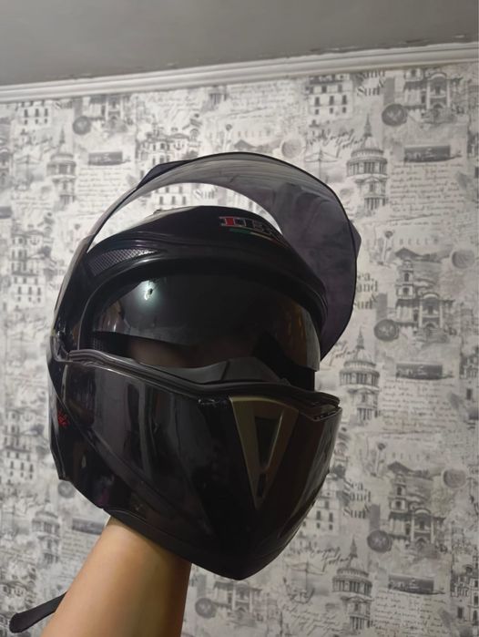 Мото шлем , с гарнитурой