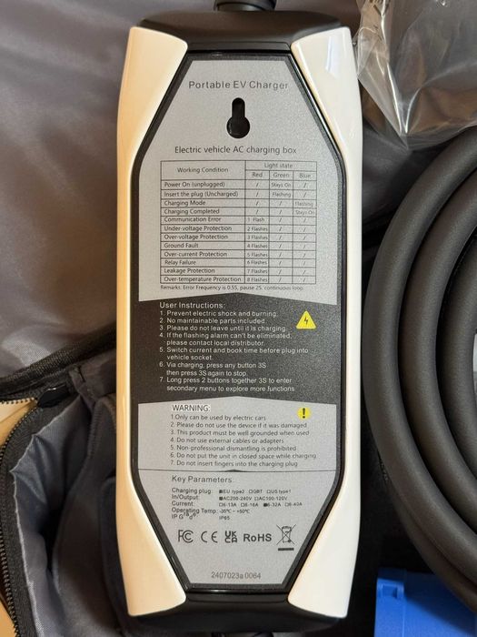 7 кВт Преносимо Зарядно Зарядна Станция Електромобил Зареждачка 32А