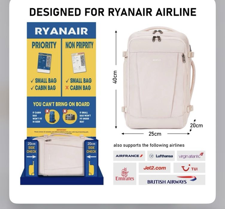 Раница за самолет и сак