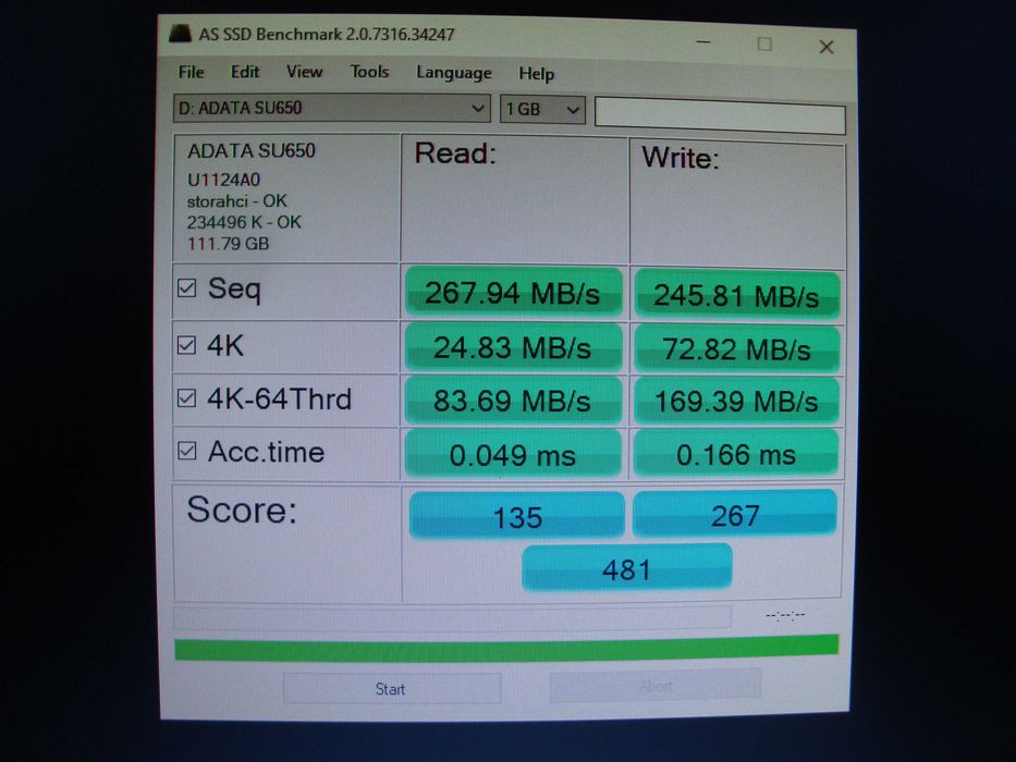 SSD Adata Ultimate SU650 120GB SATA3 2.5" 3D TLC Nand