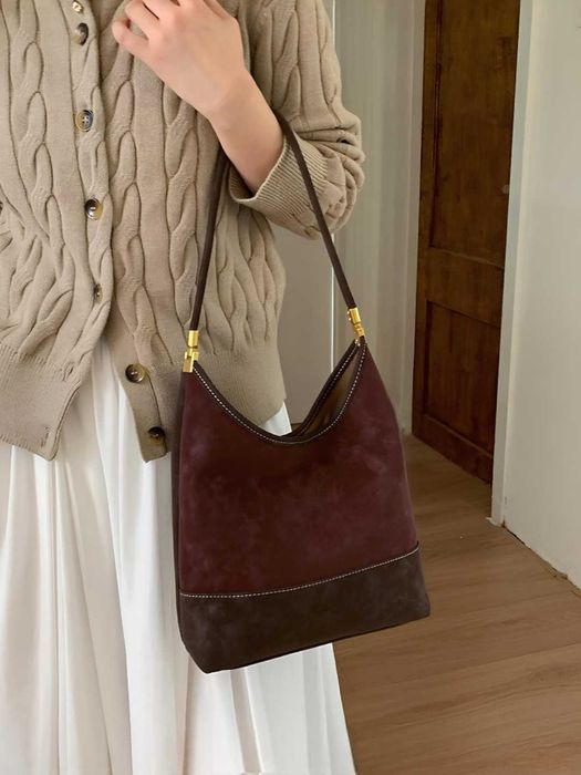 Сумка шоппер 2 в 1 женская, хобо на плечо, замшевая, повседневная