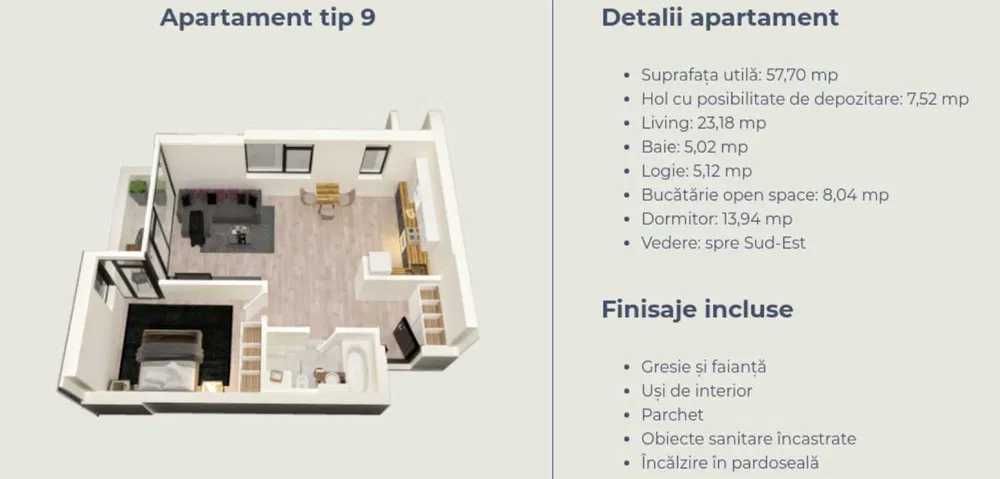 Proprietar - Apartament nou 2 camere central - Nord One Parcul Botanic