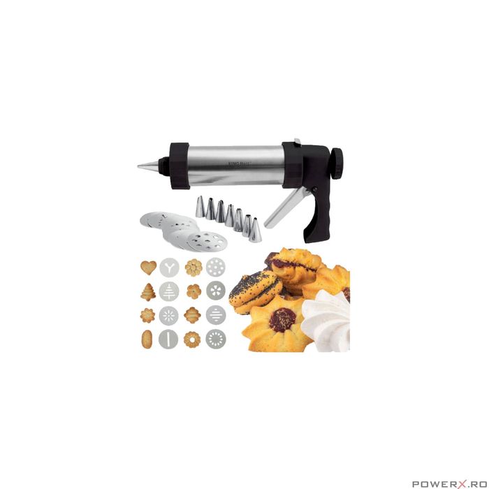 Aparat pentru facut biscuiti si fursecuri, Inox, Kinghoff